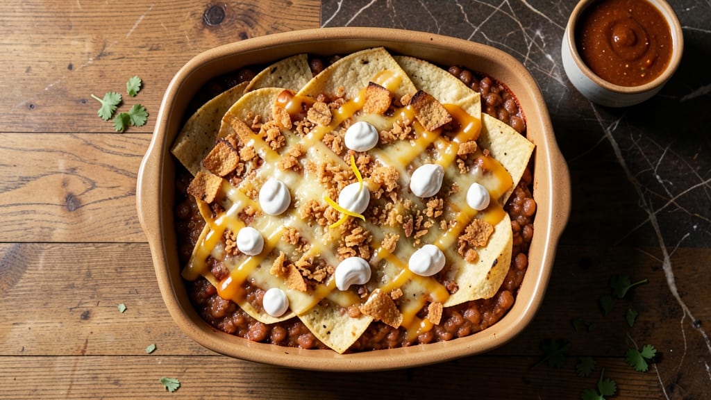 Bean and Cheese Enchilada Casserole Recipe: Crispy Top, Gooey Pull-Apart Layers