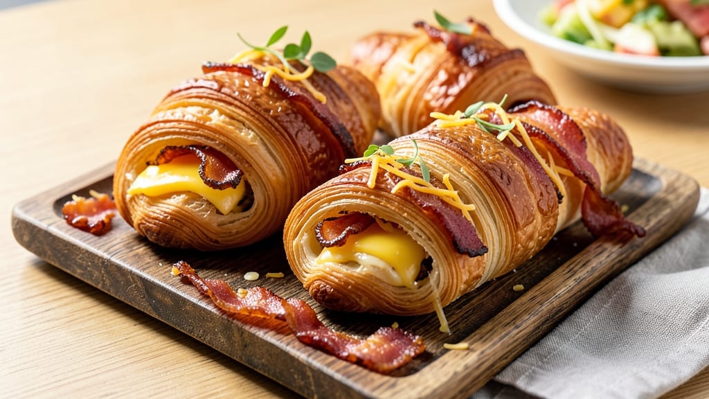 Bacon, Egg, and Cheese Stuffed Croissants Recipe: Flaky Layers and Runny Yolk Magic