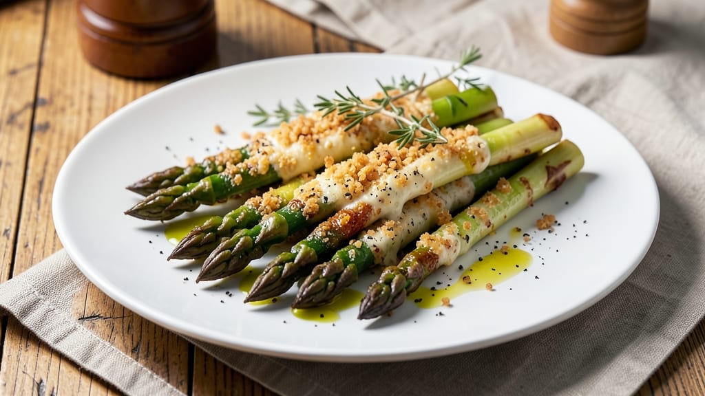 Asparagus Recipe with Parmesan Cheese and Breadcrumbs: Crispy-Topped Bites With Tangy Cheese Rivers
