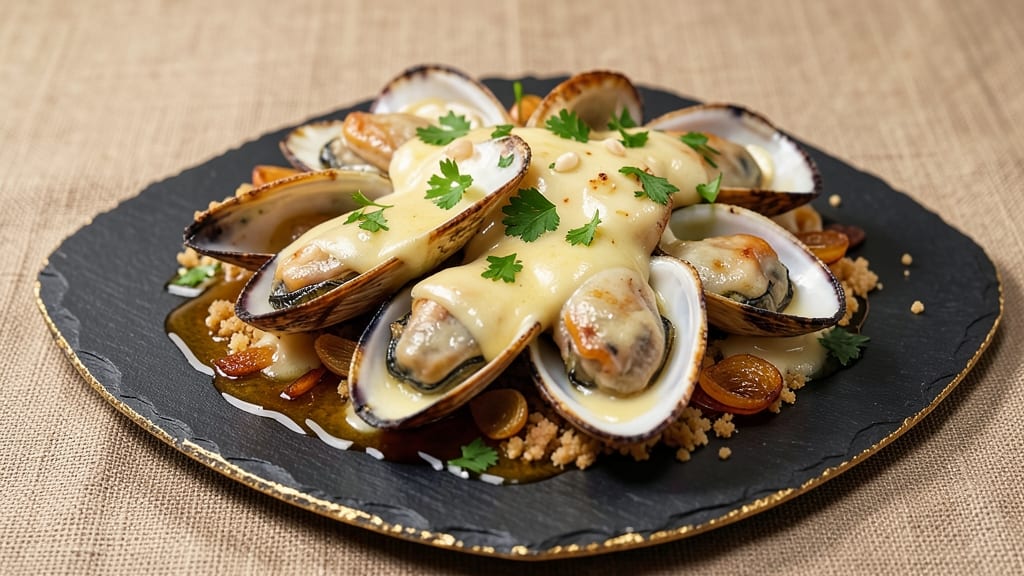 Baked Mussels With Cream Cheese Recipe: Braised in White Wine and Garlic