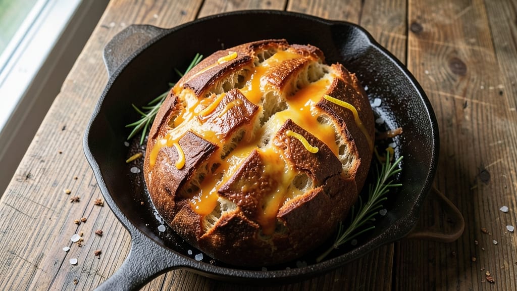 Baked Bread With Cheese Recipe: Crispy Crust, Gooey Stretchy Pulls Inside