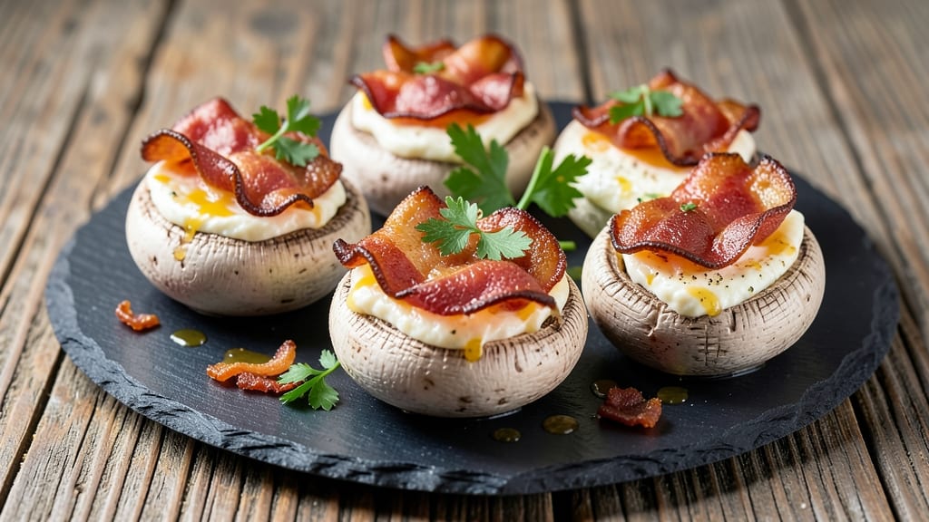 Bacon and Cheese Stuffed Mushrooms Recipe: Crispy-Crusted Bites With Smoky Cheese Pull