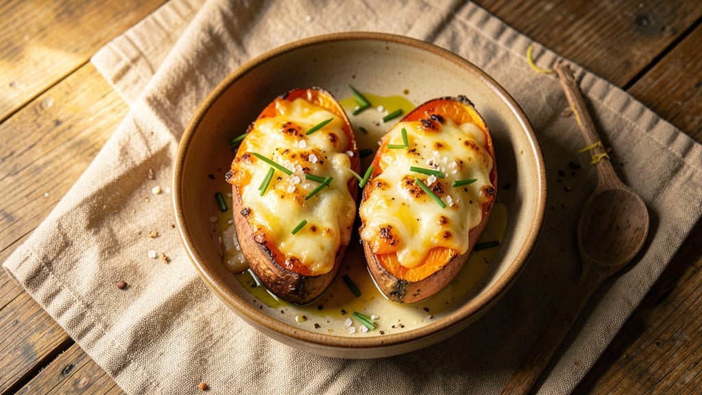Baked Sweet Potato with Cheese Recipe: Crispy Top, Gooey Melt Every Bite