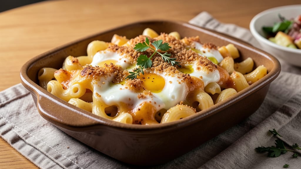 Baked Mac and Cheese Recipe Using Eggs: Breakfast Casserole With Crispy Top and Gooey Pulls