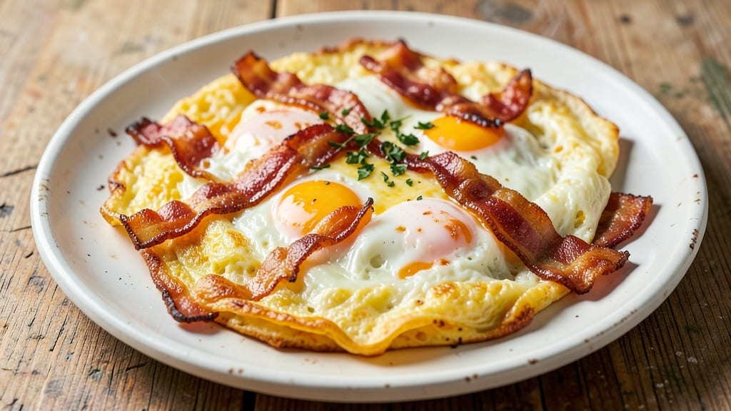Bacon, Egg, and Cheese Omelette Recipe: Smoky Crispy Edges and Runny Yolk Magic