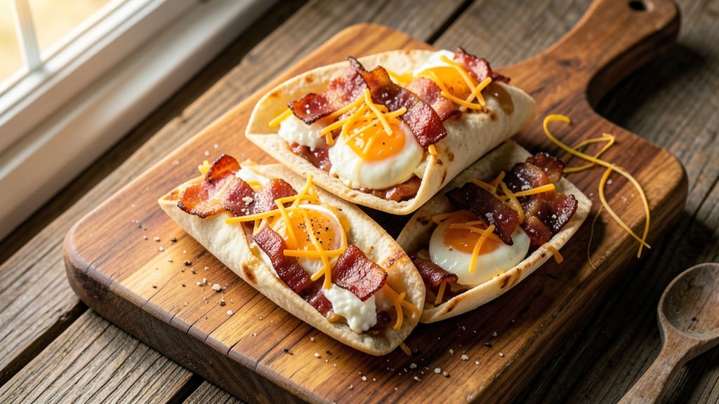 Baked Bacon, Egg, and Cheese Pinwheels Recipe: Flaky Tortilla Wraps With Smoky-Sweet Layers