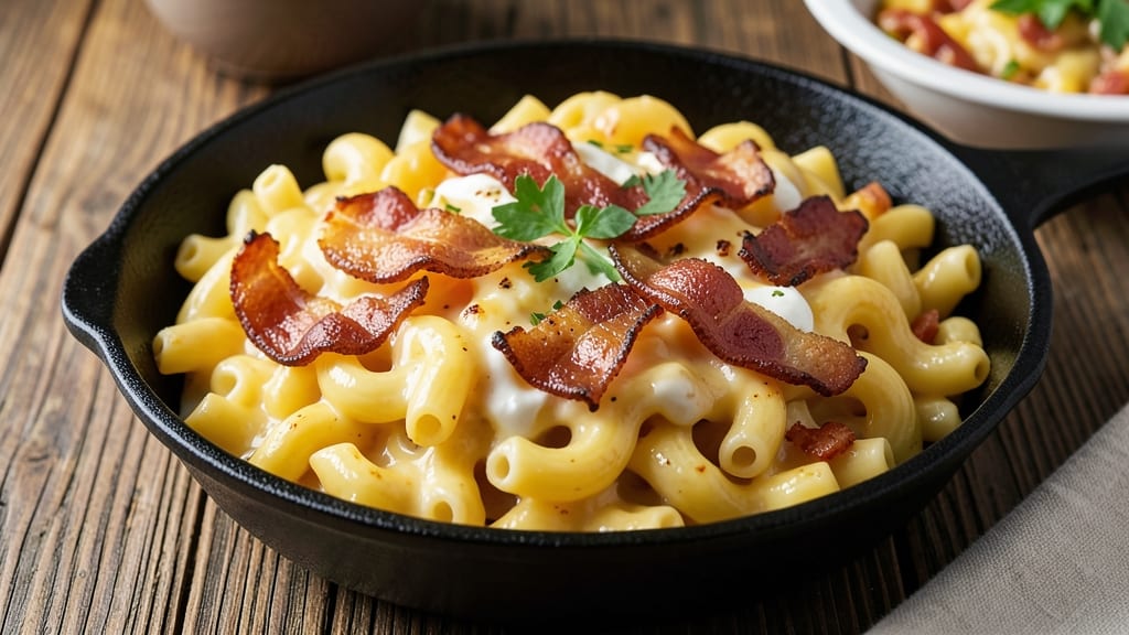 Bacon Gouda Mac and Cheese Recipe: Smoky Crispy Top With Triple-Cheese Pulls