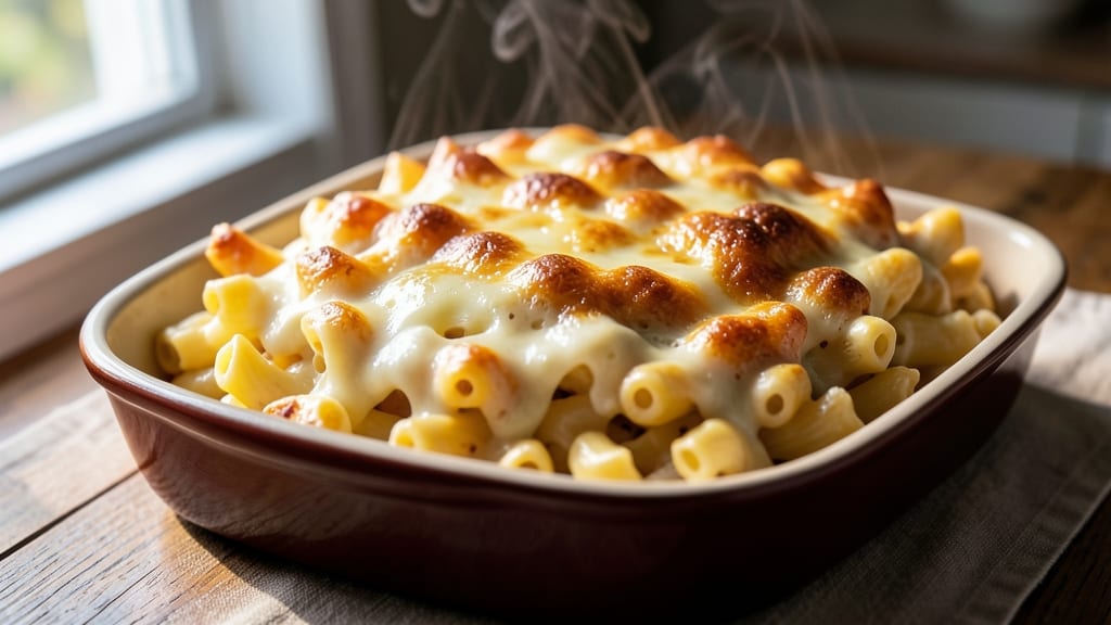 Baked Mac and Cheese Recipe with Cheddar and Mozzarella: Crispy Top, Gooey Streaks, One-Pan Magic