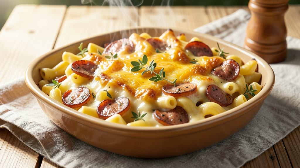 Baked Mac and Cheese With Sausage Recipe: Smoky Sausage and Sharp Cheddar Fusion