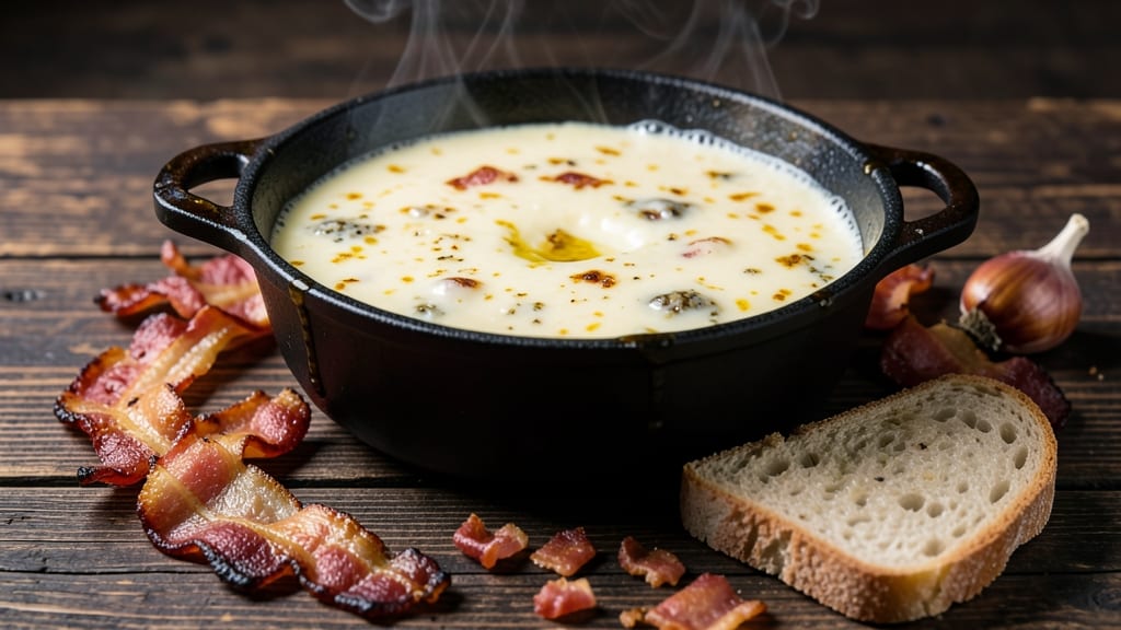 Bacon Cheese Fondue Recipe: Smoky Crispy Top With Gooey Pulls