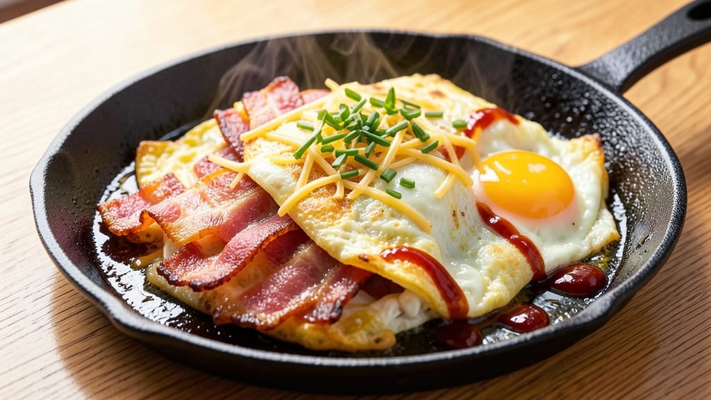 Bacon, Egg, and Cheese Omelet Recipe: Crispy-Edged Protein-Packed Breakfast