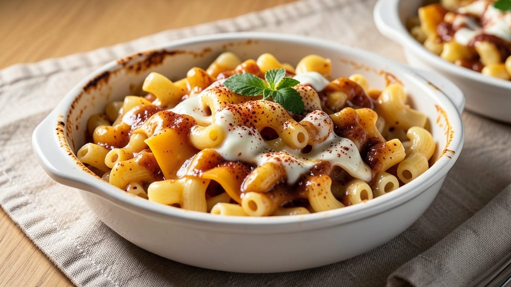 African Bites Mac and Cheese Recipe: Spicy Peanut Butter Crunch Top