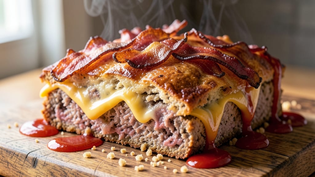 Bacon and Cheese Stuffed Meatloaf Recipe: Smoky Crispy Top With Pull-Apart Cheese Rivers