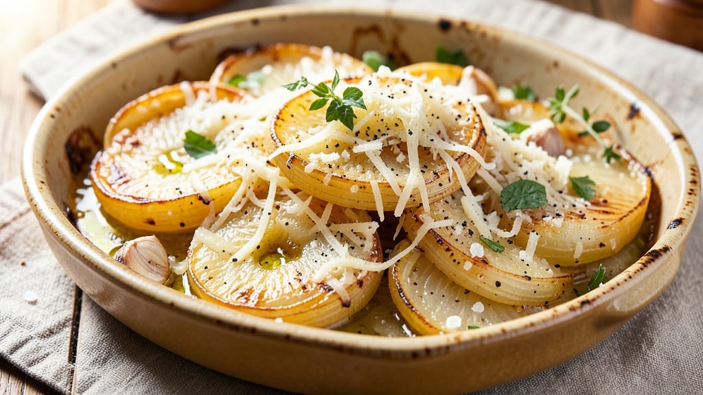 Baked Onions and Parmesan Cheese Recipe: Caramelized Sweetness With Crunchy Cheese Crown