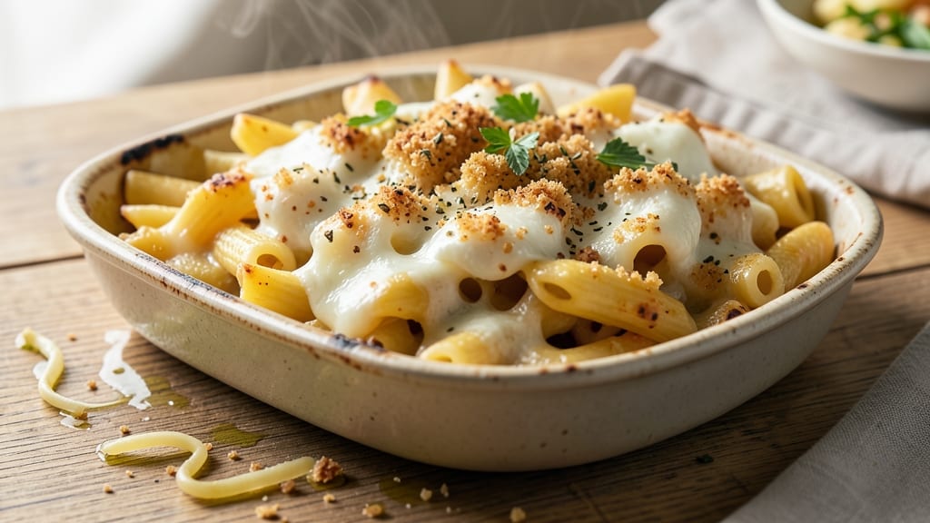 Baked Penne and Cheese Recipe: Triple-Layered Crunch With Warm Cheese Streaks