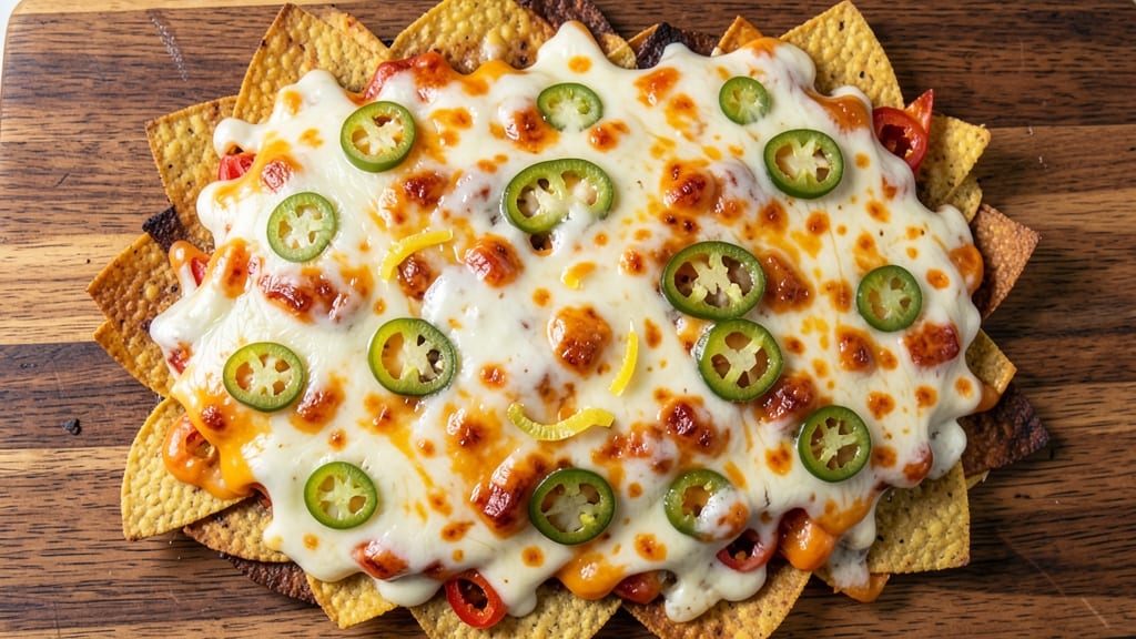 Baked Cheese Nachos Recipe: Crispy Tortilla Bites with Triple-Melty Cheese Rivers
