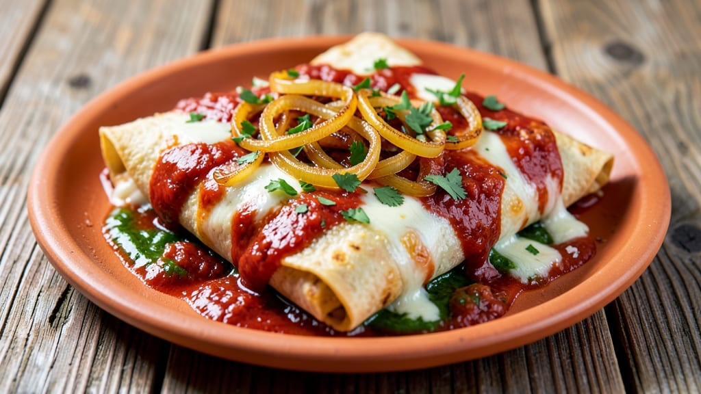 Authentic Mexican Cheese and Onion Enchiladas Recipe: Crispy Tortilla Shells With Caramelized Onion Layers