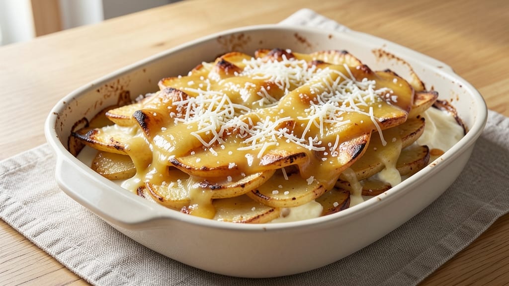 Baked Cheese Scalloped Potatoes Recipe: Crispy Crust, Gooey Layers in One Pan