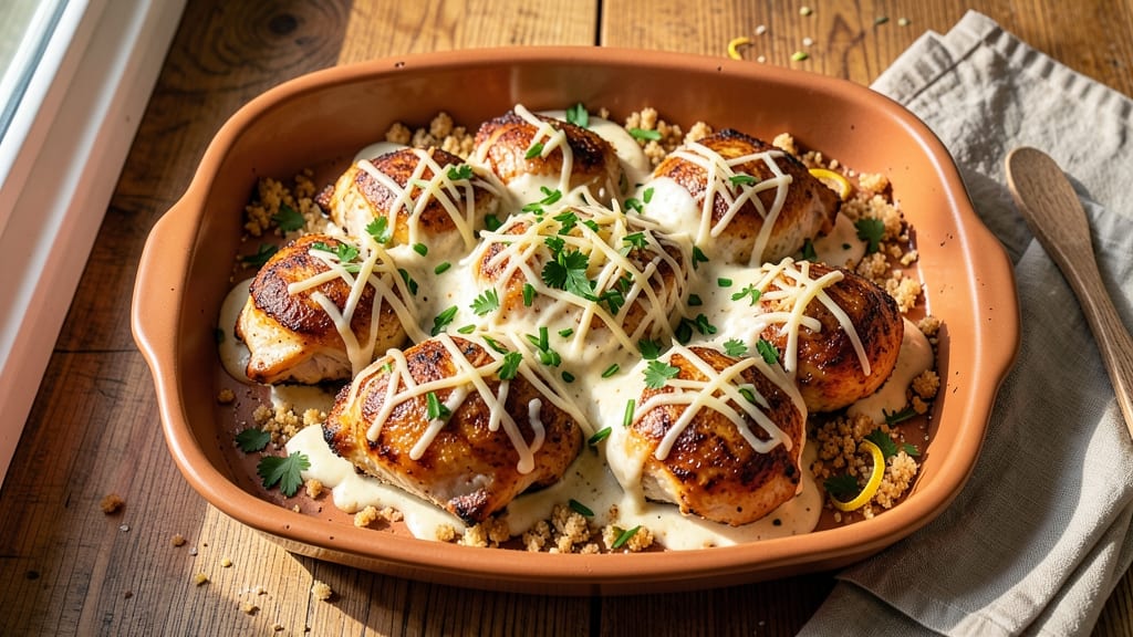 Baked Chicken Mayo Cheese Recipe: Golden Crust, Three-Cheese Swirls