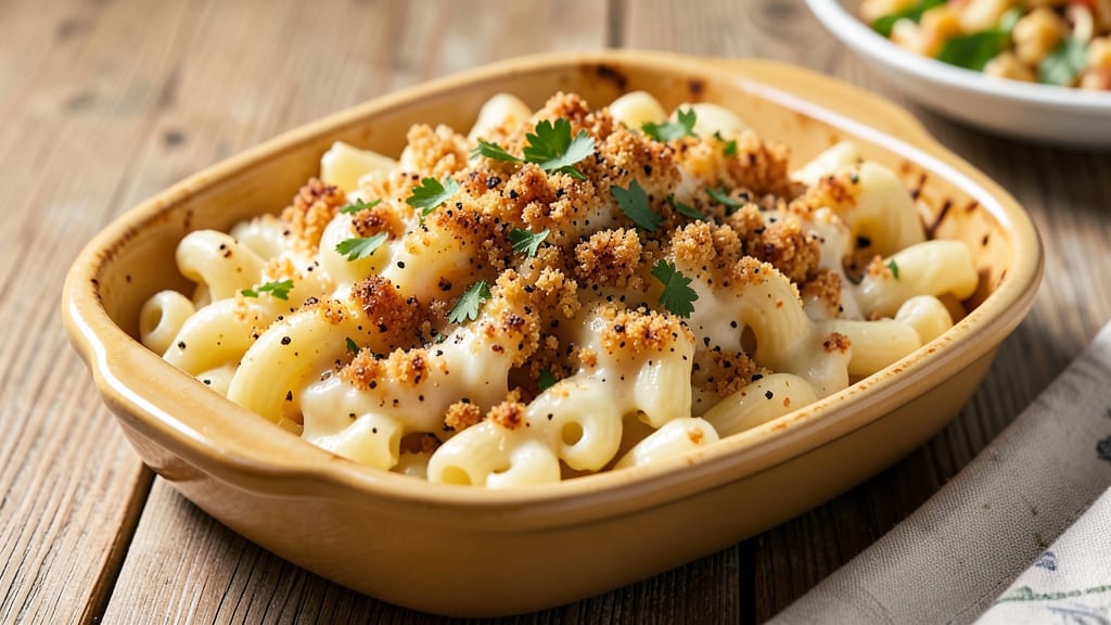 Baked Creamy Mac and Cheese Recipe with Bread Crumbs: Triple-Layered Crunch and Melty Streaks